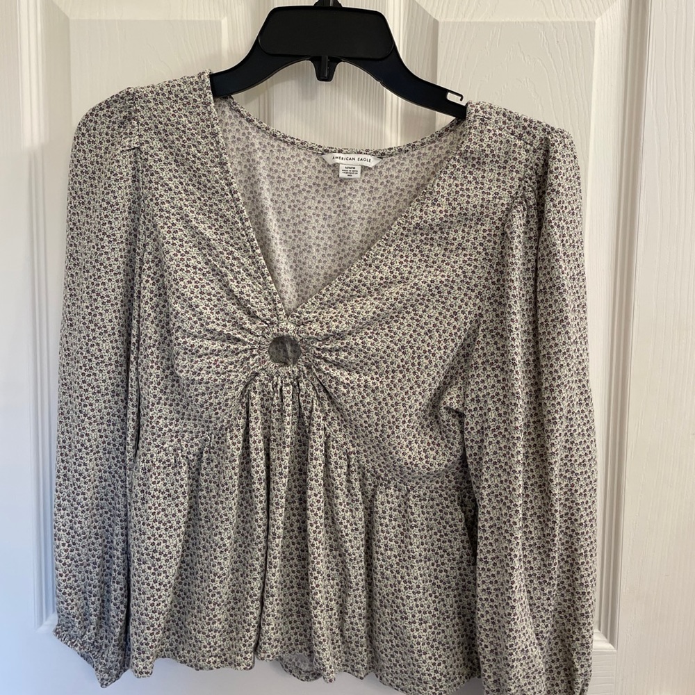 long sleeve blouse shirt with circle detail